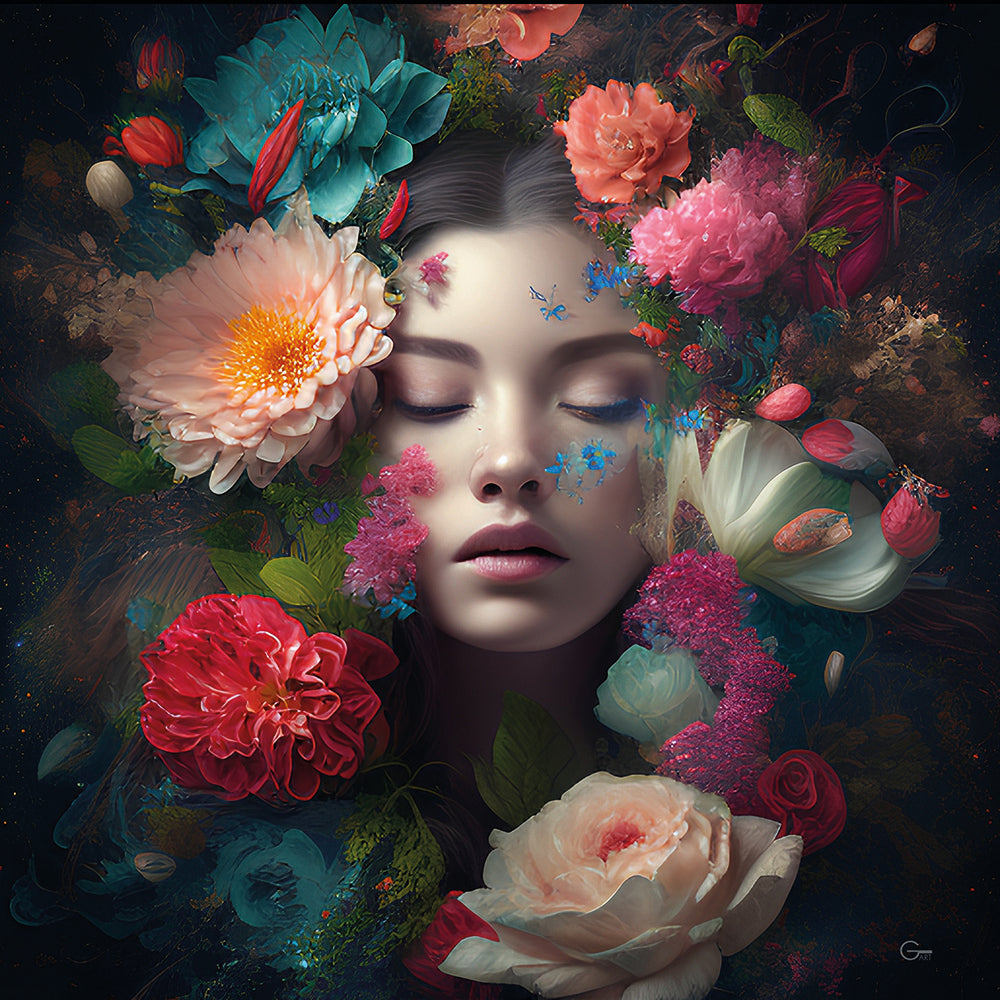 Blütenzauber & Die elegante Schönheit - Hochwertiger Druck auf Leinwand oder Acrylglas