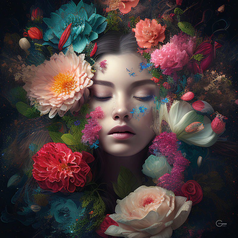 Blütenzauber & Die elegante Schönheit - Hochwertiger Druck auf Leinwand oder Acrylglas