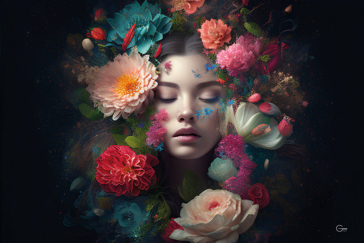 Blütenzauber & Die elegante Schönheit - Hochwertiger Druck auf Leinwand oder Acrylglas