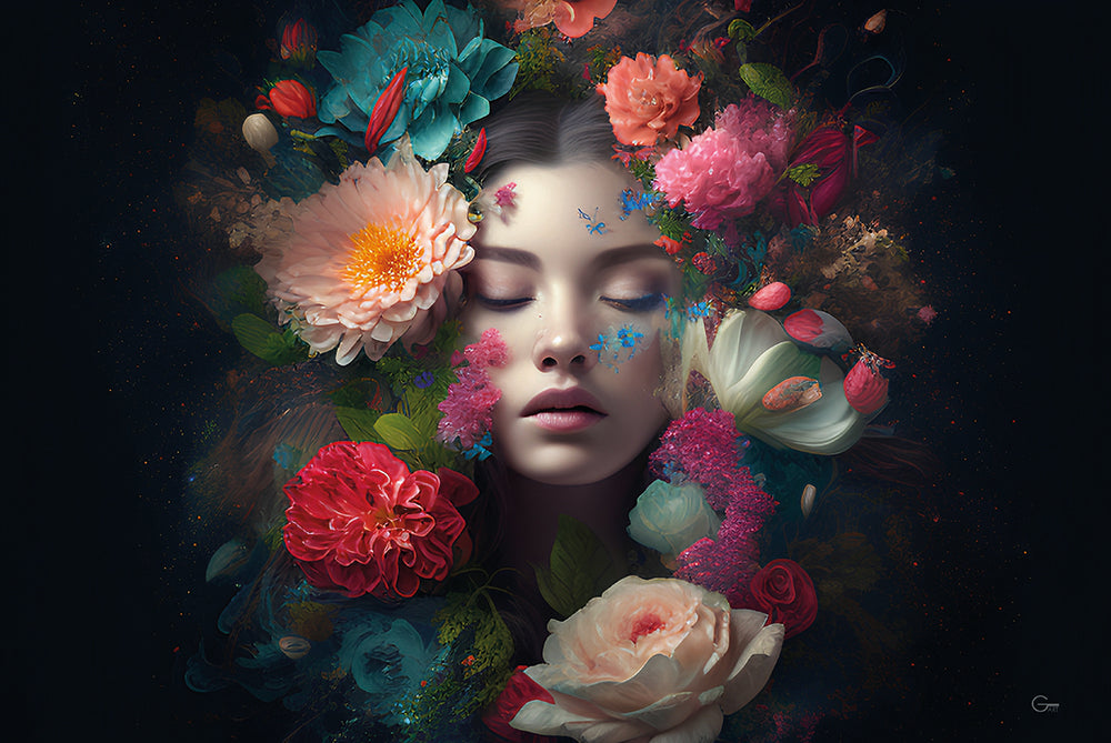 Blütenzauber & Die elegante Schönheit - Hochwertiger Druck auf Leinwand oder Acrylglas