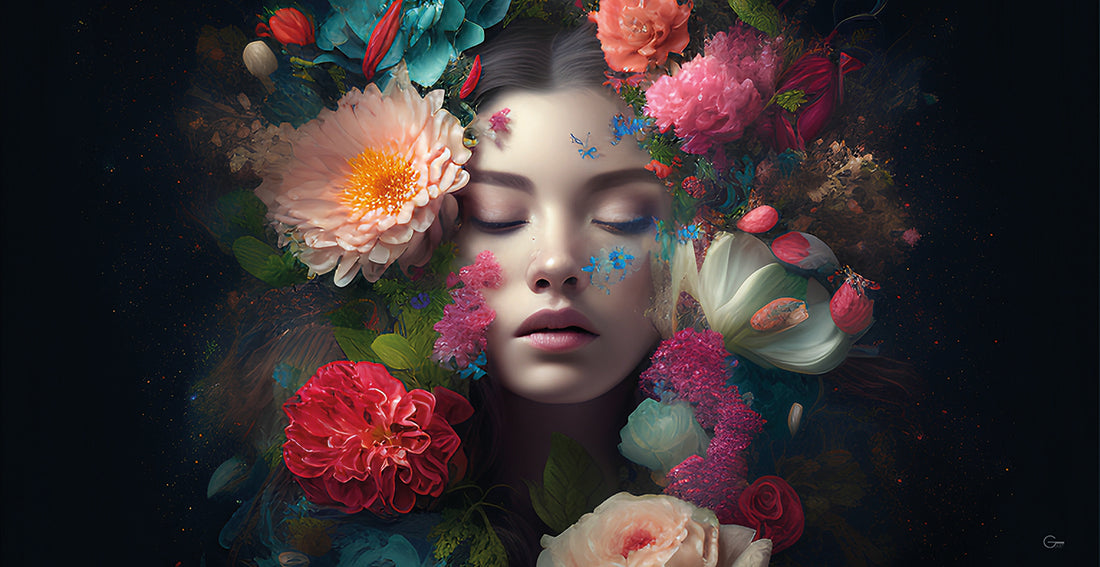 Blütenzauber & Die elegante Schönheit - Hochwertiger Druck auf Leinwand oder Acrylglas