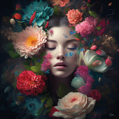 Blütenzauber & Die elegante Schönheit - Hochwertiger Druck auf Leinwand oder Acrylglas