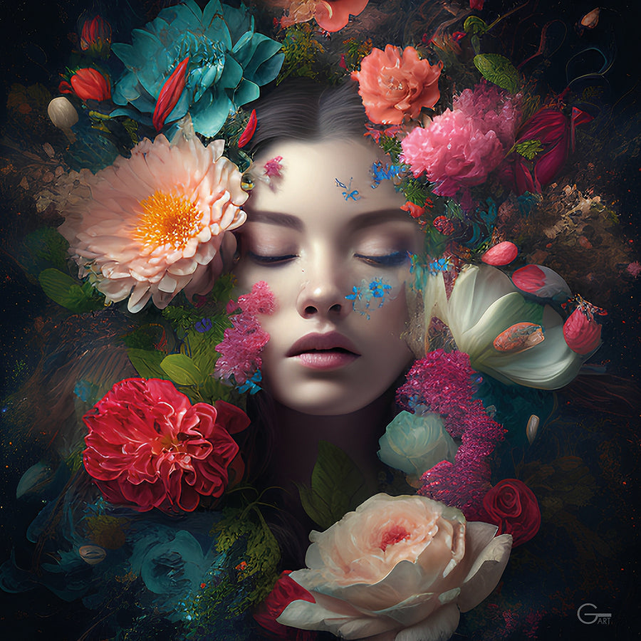 Blütenzauber & Die elegante Schönheit - Hochwertiger Druck auf Leinwand oder Acrylglas