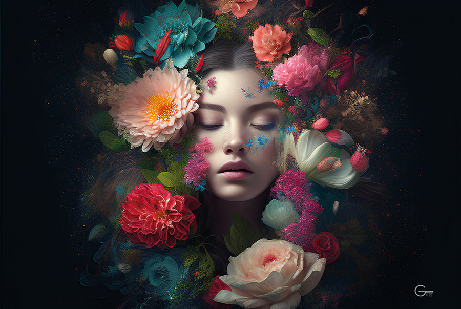 Blütenzauber & Die elegante Schönheit - Hochwertiger Druck auf Leinwand oder Acrylglas