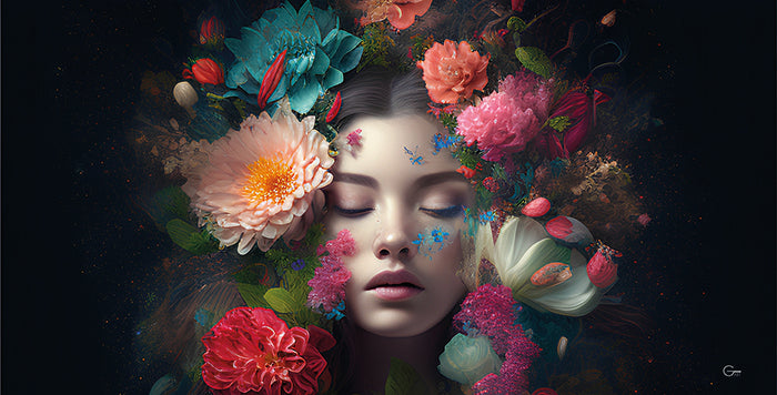 Blütenzauber & Die elegante Schönheit - Hochwertiger Druck auf Leinwand oder Acrylglas