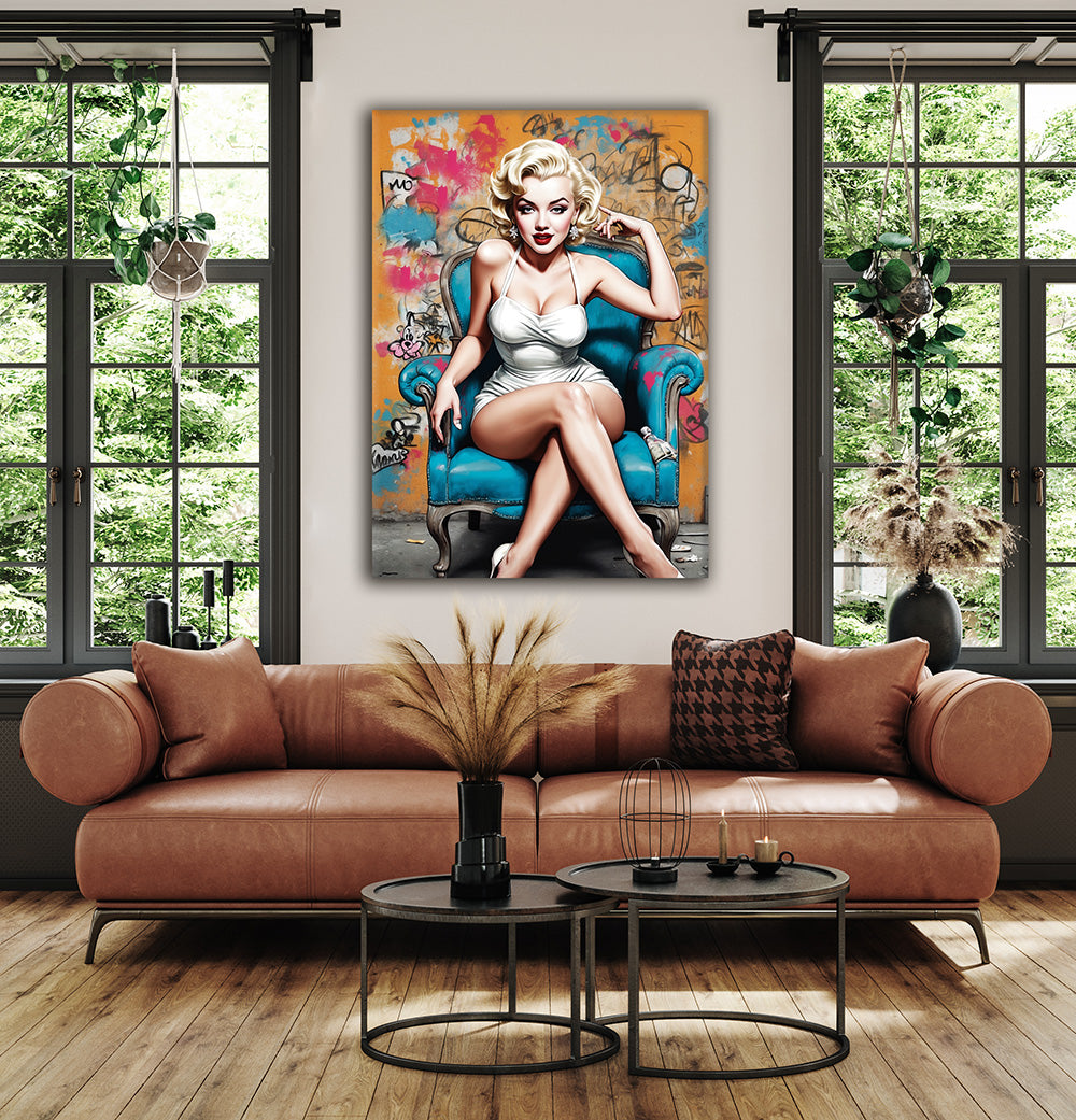 Glamour in Ruhe: Marilyns magischer Moment - Hochwertiger Druck auf Leinwand oder Acrylglas