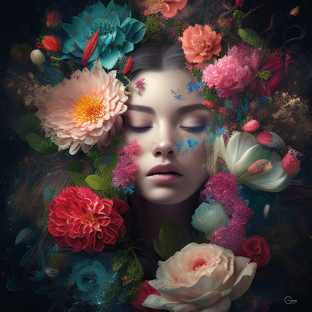 Blütenzauber & Die elegante Schönheit - Hochwertiger Druck auf Leinwand oder Acrylglas