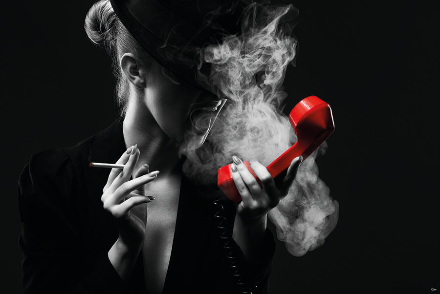 Gespräch am Limit: Emotionen in Rot - Hochwertiger Druck auf Leinwand oder Acrylglas