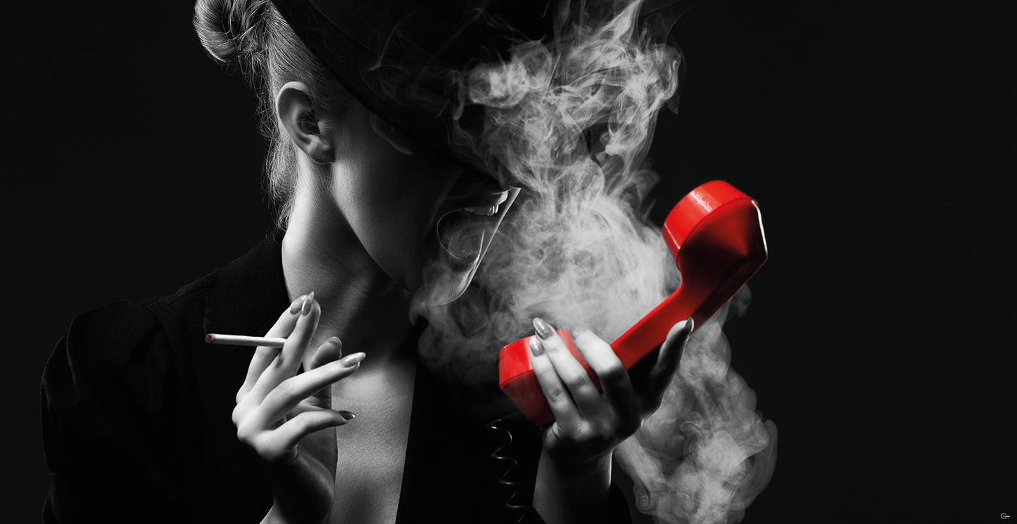 Gespräch am Limit: Emotionen in Rot - Hochwertiger Druck auf Leinwand oder Acrylglas