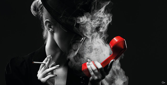 Gespräch am Limit: Emotionen in Rot - Hochwertiger Druck auf Leinwand oder Acrylglas