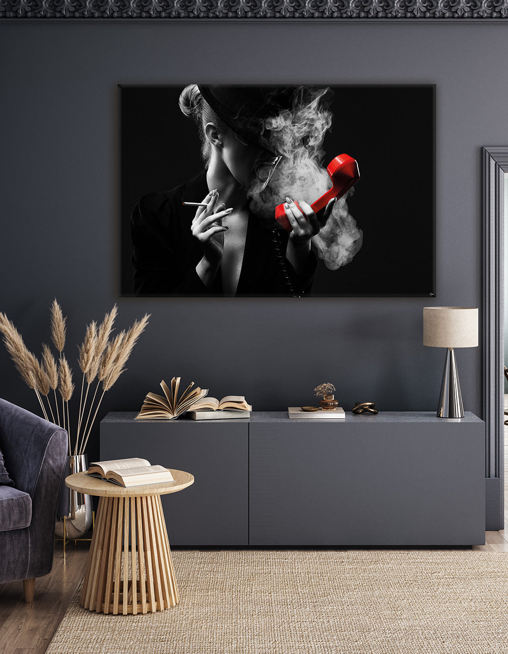 Gespräch am Limit: Emotionen in Rot - Hochwertiger Druck auf Leinwand oder Acrylglas