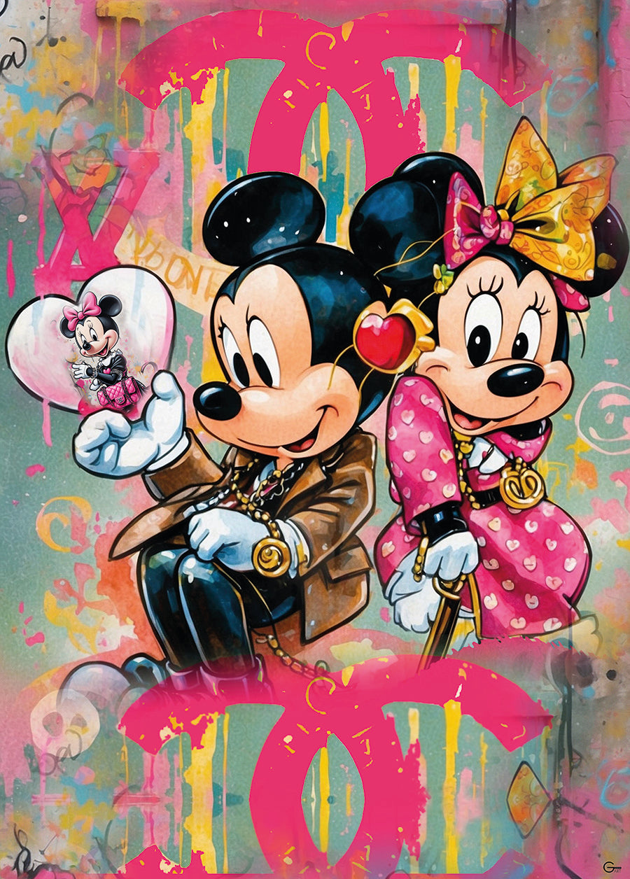 Die süßeste Romanze: Micky und Minnies große Liebe - Hochwertiger Druck auf Leinwand oder Acrylglas