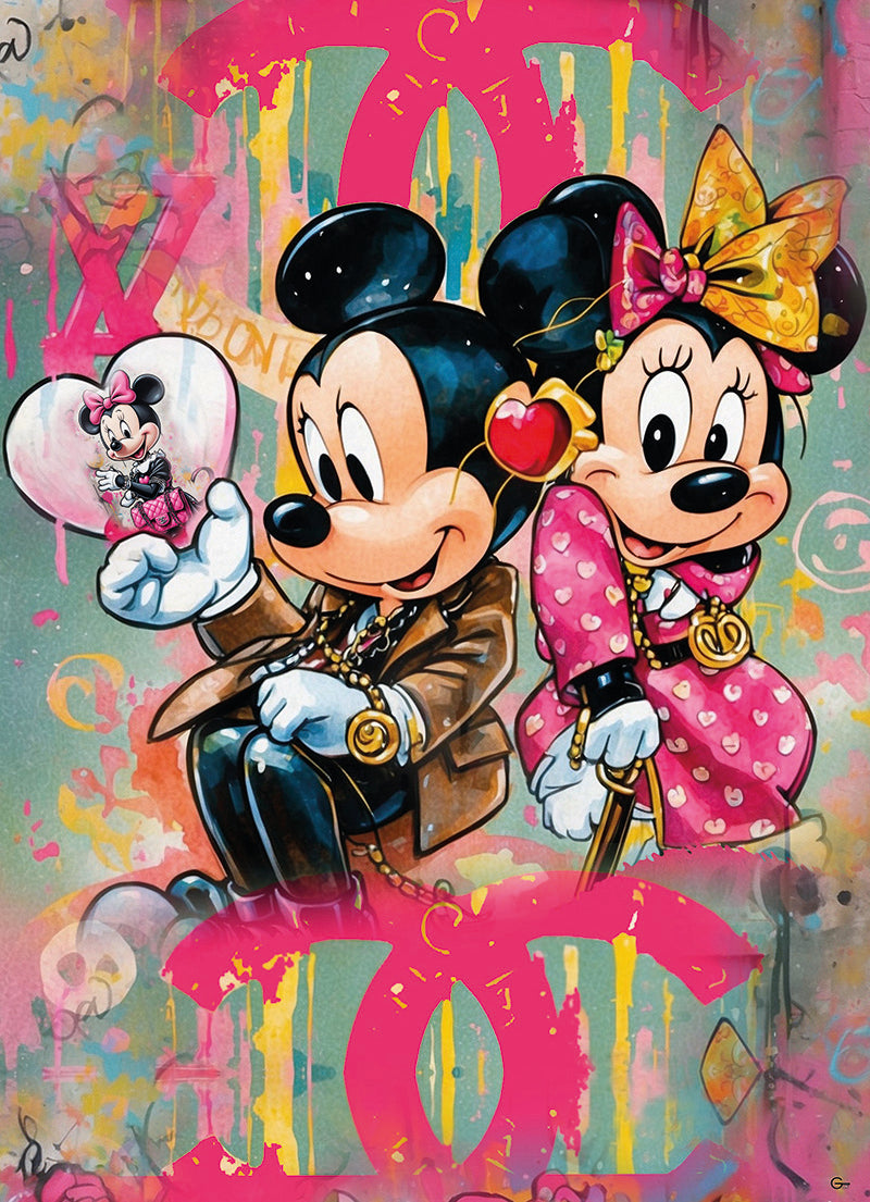 Die süßeste Romanze: Micky und Minnies große Liebe - Hochwertiger Druck auf Leinwand oder Acrylglas