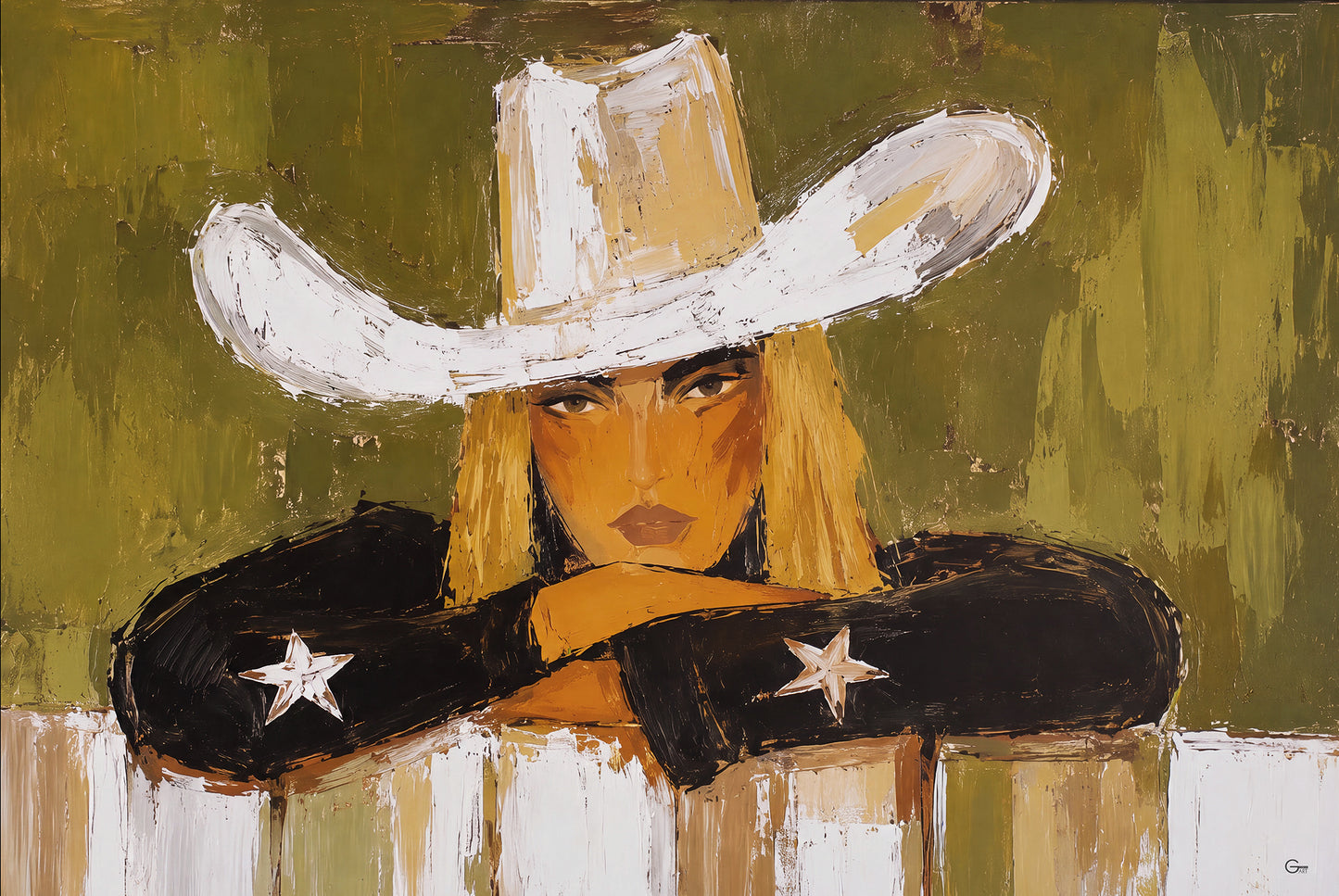 Cowgirl im Stil - Hochwertiger Druck auf Leinwand oder Acrylglas