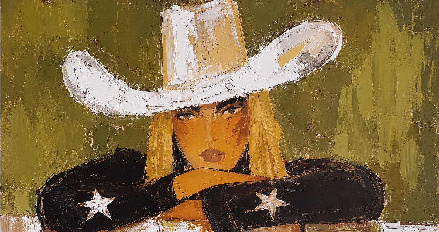 Cowgirl im Stil - Hochwertiger Druck auf Leinwand oder Acrylglas