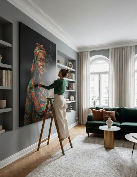 Falten wie Geschichten, Rauch wie Erinnerung - Hochwertiger Druck auf Leinwand oder Acrylglas