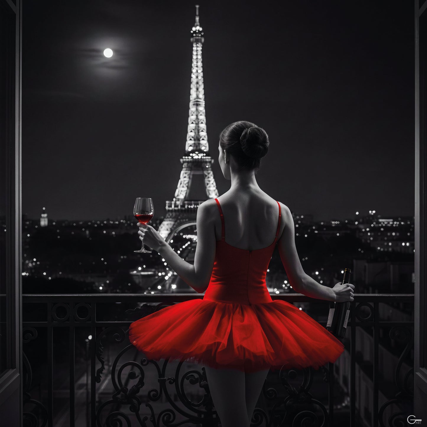 Paris bei Nacht, pure Eleganz - Hochwertiger Druck auf Leinwand oder Acrylglas
