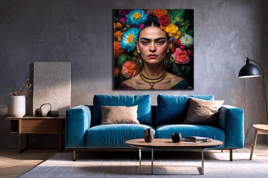 Frida Kahlo in Blüte - Hochwertiger Druck auf Leinwand oder Acrylglas