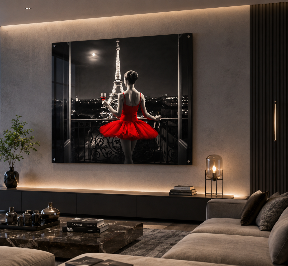 Paris bei Nacht, pure Eleganz - Hochwertiger Druck auf Leinwand oder Acrylglas
